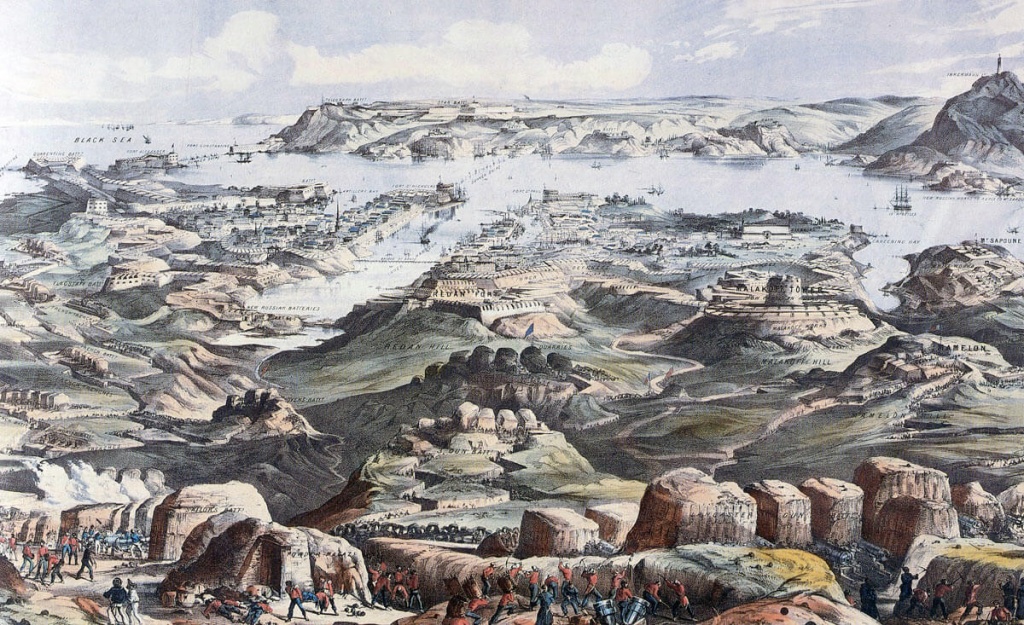 Большой Редан на панораме Севастополя - вид с позиций британских войск