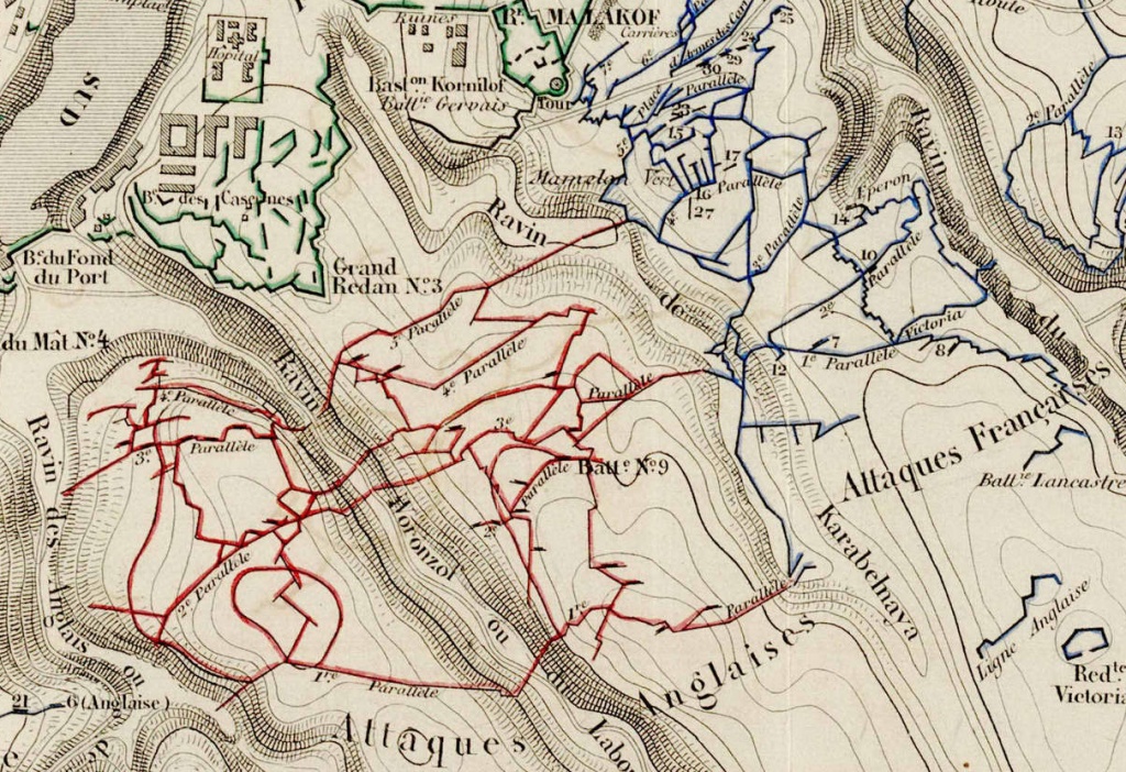 Фрагмент карты осады Севастополя с Большим Реданом